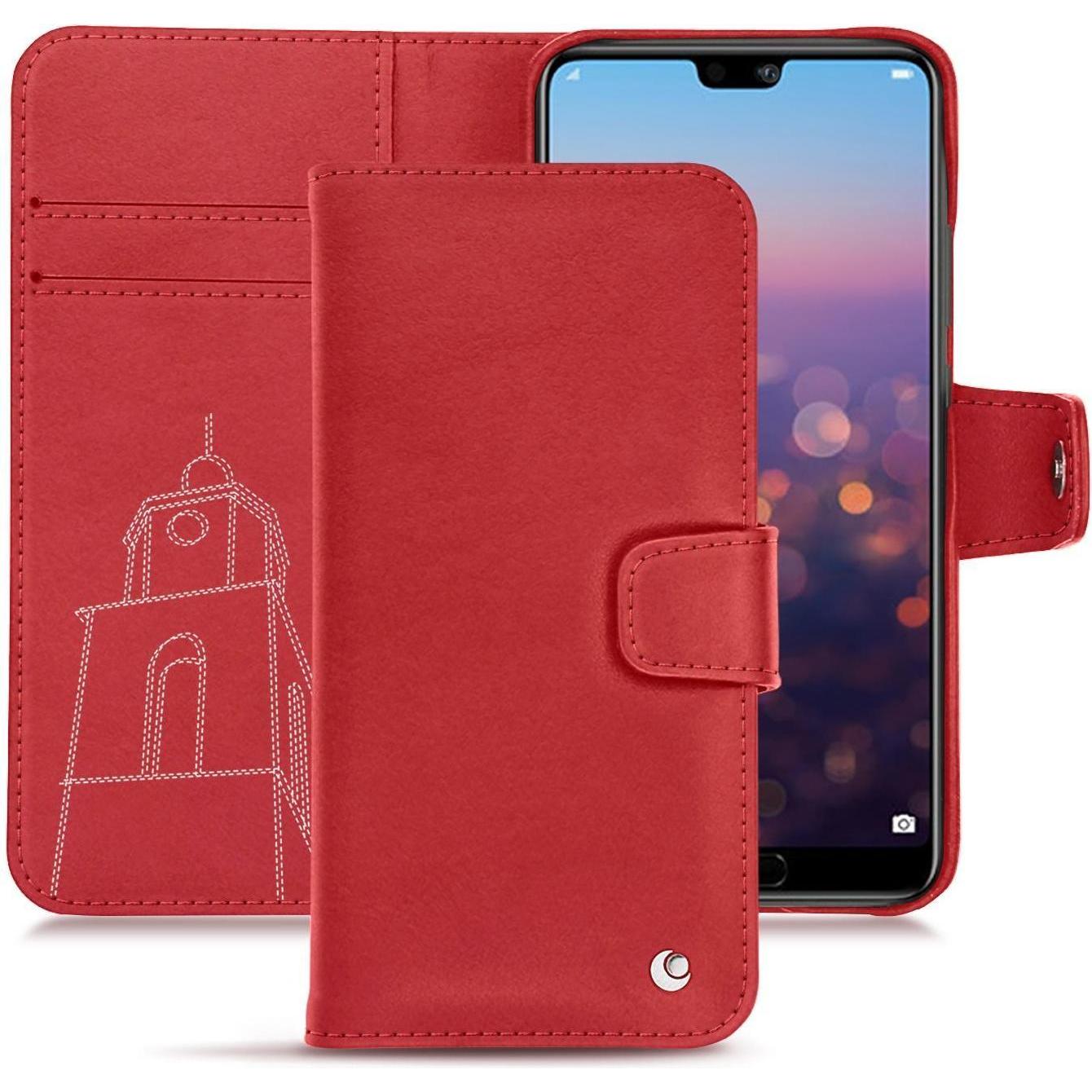 Noreve Lederschutzhülle Wallet (Huawei P20 Pro), Smartphone Hülle, Rot
