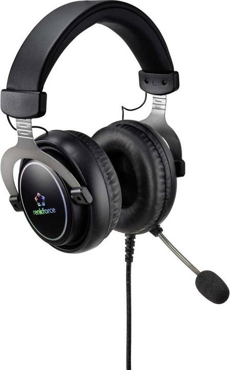 Produktbild Renkforce Gaming Headset USB schnurgebunden 7.1 Surround Over Ear Black, mit LED (Kabelgebunden)