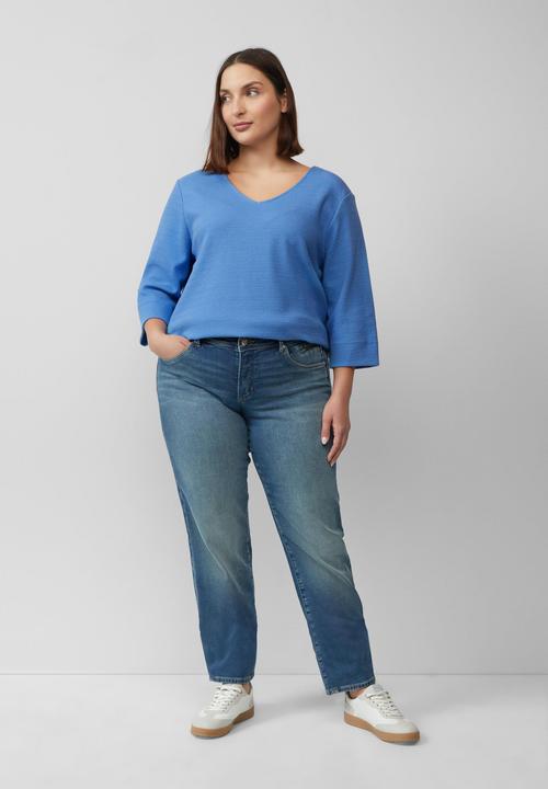 Immagine prodotto S.Oliver Sweatshirt Strukturiertes Jersey-Sweatshirt mit V-Ausschnitt und 3/4-Ärmeln (46)