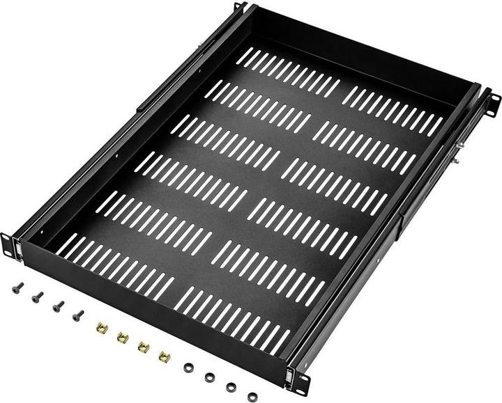 Renkforce 48.3 cm (19”³) Geräteboden mit Lüftungsschlitzen, Ausziehbar: 660 - 1160 mm, 1 HE