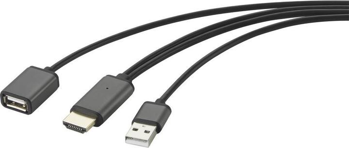 Actual product image Renkforce USB A male to HDMI cable with USB A female, 2 m (2 m, HDMI)