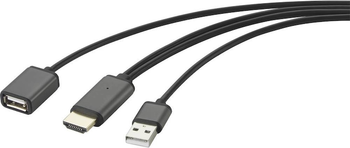 Produktbild Renkforce USB-A-Stecker auf HDMI-Kabel mit USB-A-Buchse, 2 m (2 m, HDMI)