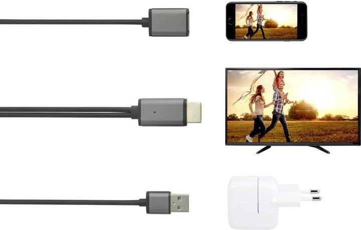 Actual product image Renkforce USB A male to HDMI cable with USB A female, 2 m (2 m, HDMI)