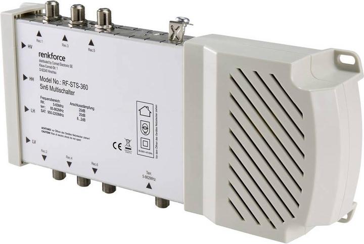 Produktbild Renkforce RF-STS-360 SAT Multischalter Eingänge (Multischalter): 5 (4 SAT/1 terrestrisch) Teilnehmer-Anzahl: 6 (Multischalter)