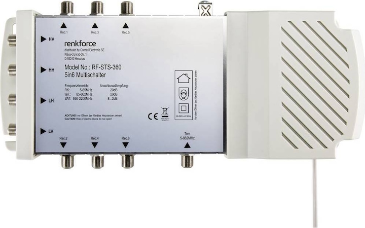 Actual product image Renkforce RF-STS-360 SAT Multischalter Eingänge (Multischalter): 5 (4 SAT/1 terrestrial) Teilnehmer-Anzahl: 6 (Multi switch)