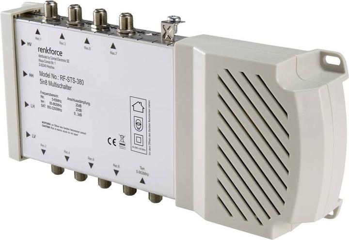 Image du produit Renkforce RF-STS-380 SAT Multischalter Eingänge (Multischalter) : 5 (4 SAT/1 terrestre) Teilnehmer-Anzahl : 8 (Multi commutateur)