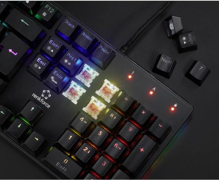Actual product image Renkforce Mechanical USB gaming keyboard with RGB lighting (DE, Cable)