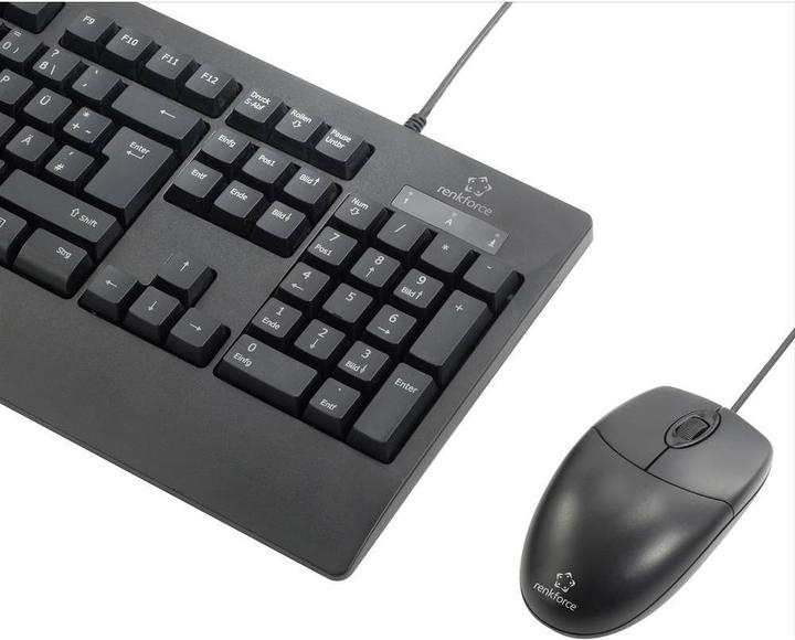 Produktbild Renkforce Abwaschbare Tastatur- und Mauskombination (Deutsches Tasten-Layout) (Deutschland, Kabelgebunden)