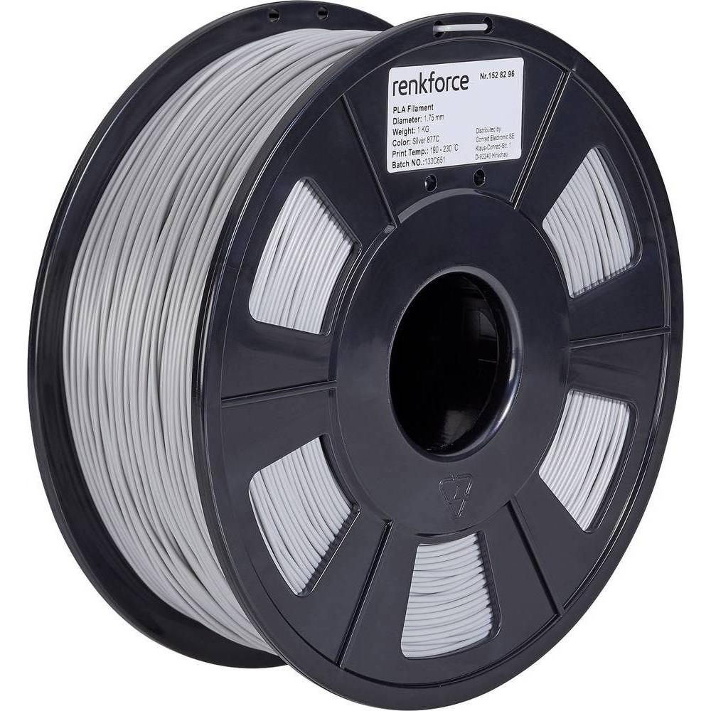 Renkforce Filament PLA (PLA, 1.75 mm, 1000 g, Silber), 3D Filament, Silber