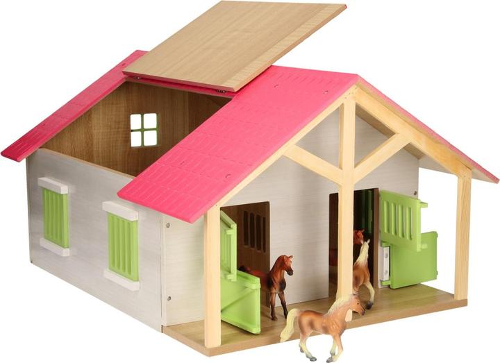 Immagine prodotto Kids Globe Farming Stalla per cavalli rosa con 2 scatole e deposito