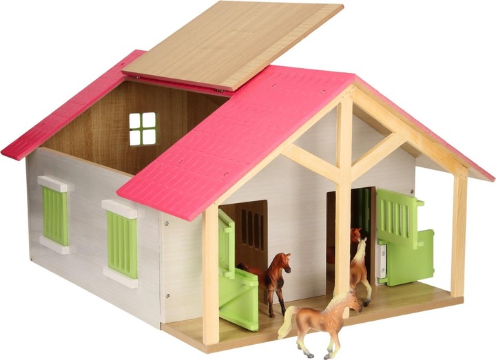 Productafbeelding Kids Globe Farming Paardenstal Roze met 2 boxen en opbergruimte