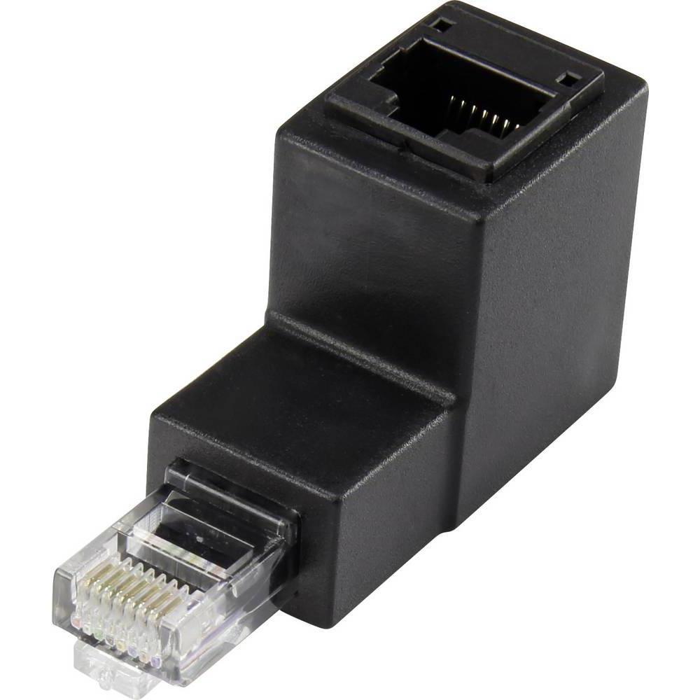 Thumbnail - Renkforce CAT5e RJ45-Adapter 90° nach unten gewinkelt (RJ45, RJ45 (1x)), Netzwerkadapter, Schwarz