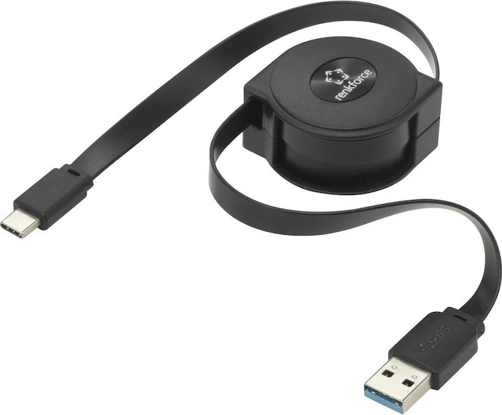 Image du produit Renkforce Câble USB 3 enroulable vers USB-C de 0,8 m (0.80 m, USB 3.2 Gen 1)