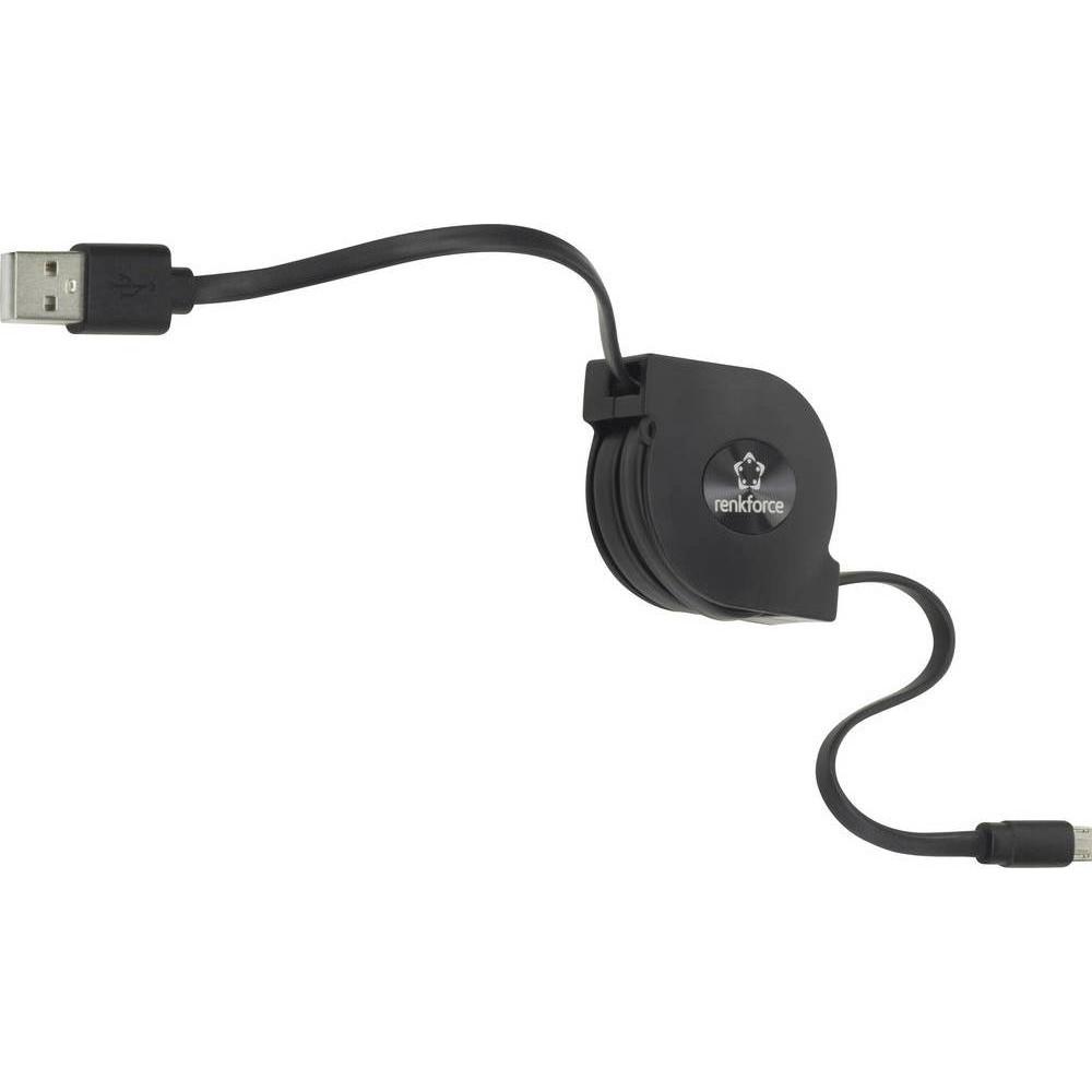 Thumbnail - Renkforce Aufwickelbares USB 2 Kabel auf Micro-USB von 0.8 m (0.80 m, USB 2.0), USB Kabel