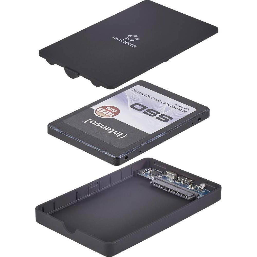 Thumbnail - Renkforce 6.35 cm (2.5”³) SATA Festplattengehäuse Rubber USB 3 (2.5"), Festplattengehäuse, Schwarz