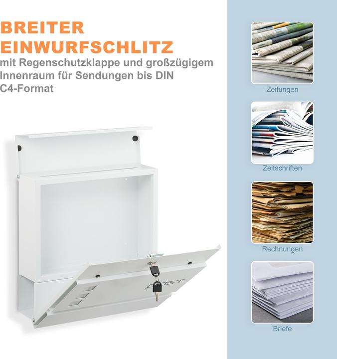 Image du produit Relaxdays Briefkasten mit Zeitungsfach