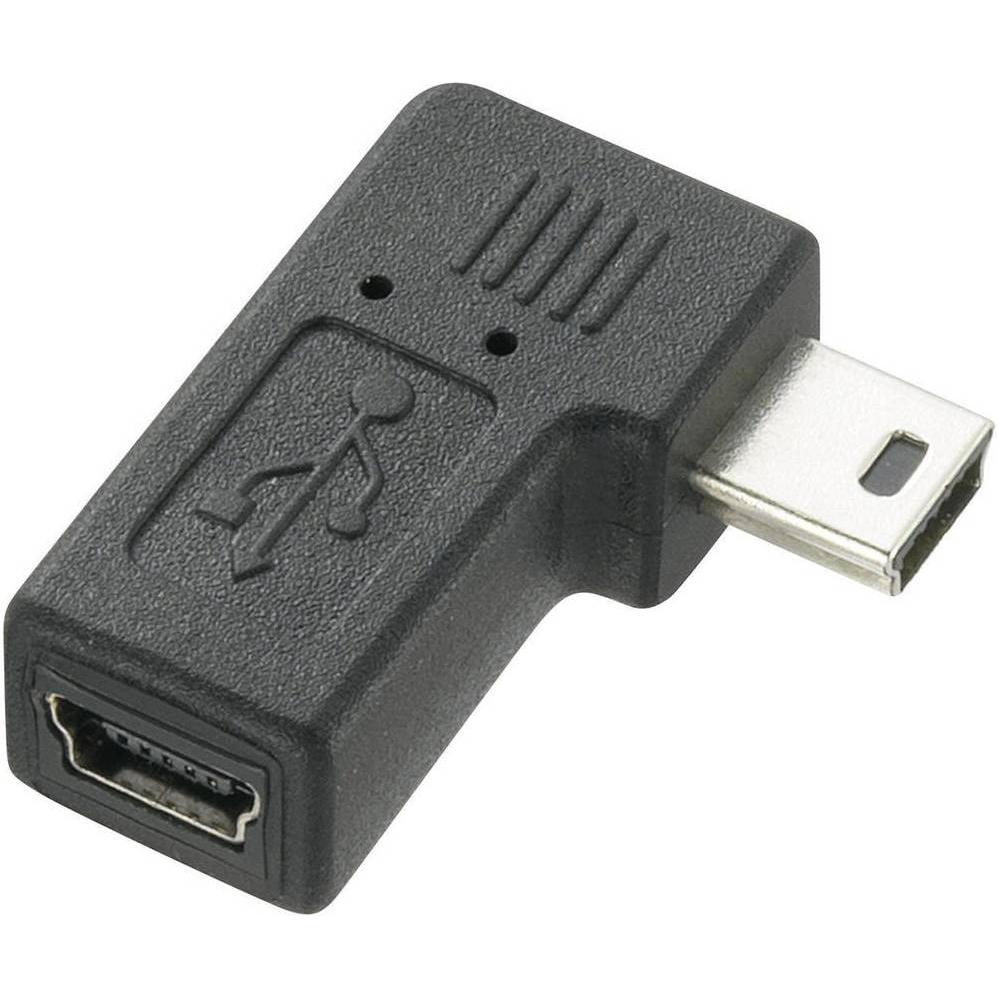 Renkforce USB 2 Adapter Mini-B-Stecker/Mini-B-Buchse, 90° gewinkelt, Weiteres Smartphone Zubehör, Schwarz