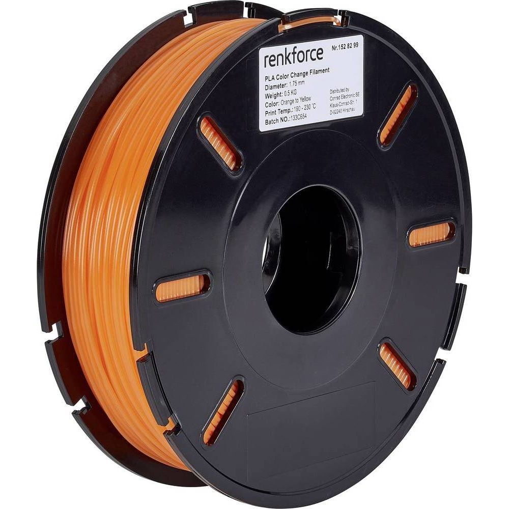 Renkforce Filament PLA (PLA, 1.75 mm, 500 g, Orange), 3D Filament, Orange