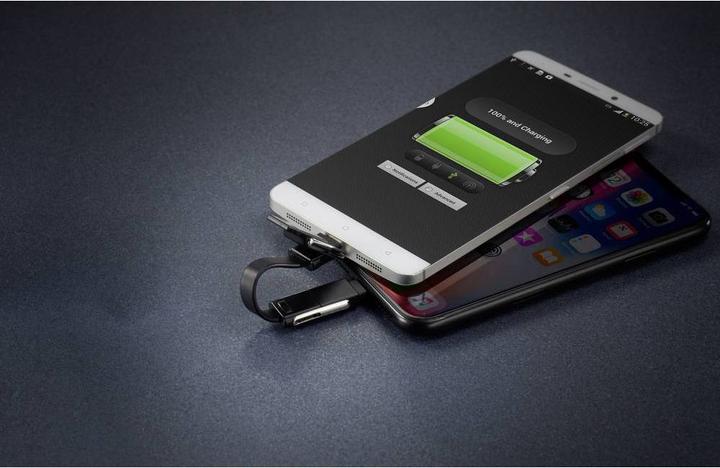 Actual product image Renkforce OTG 6-in-1 USB adapter cable, folds into a key ring thanks to magnets in the connector (0.20 m)