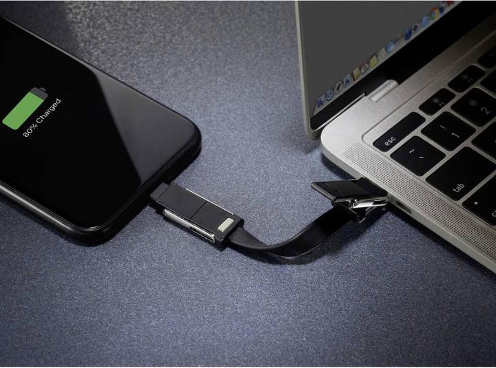 Actual product image Renkforce OTG 6-in-1 USB adapter cable, folds into a key ring thanks to magnets in the connector (0.20 m)