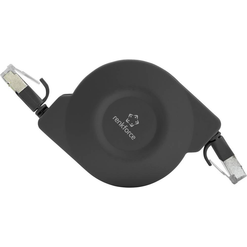 Thumbnail - Renkforce RJ45 Netzwerkkabel, Patchkabel CAT 6a U/FTP 1,50 m Schwarz Flache Ausführung (U/FTP, CAT6a, 1.50 m), Netzwerkk...