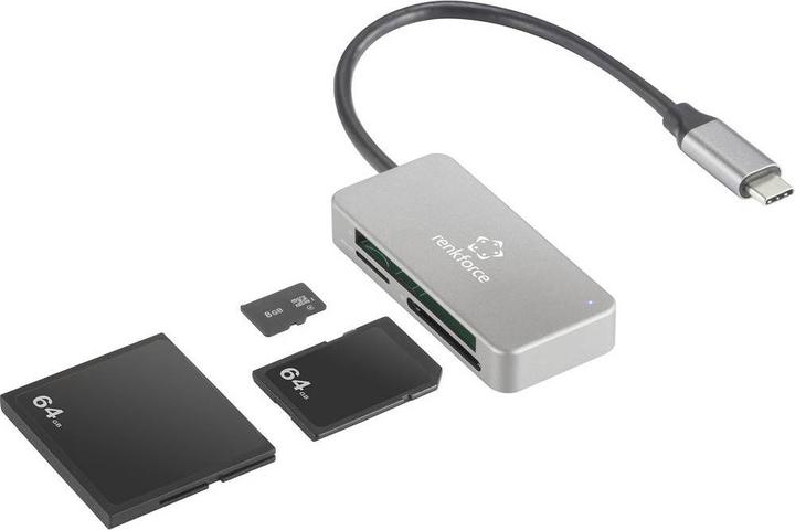 Produktbild Renkforce Externer USB 3.2 Gen1 (USB 3.0) Speicherkartenleser USB-C (USB-C 3.2 Gen 1)