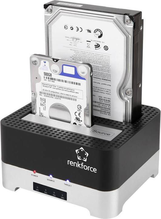 Productafbeelding Renkforce USB 3 SATA harde schijf docking station met kloonfunctie