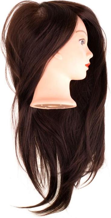 Actual product image Ikonka hairdressing head training head natural hair brown