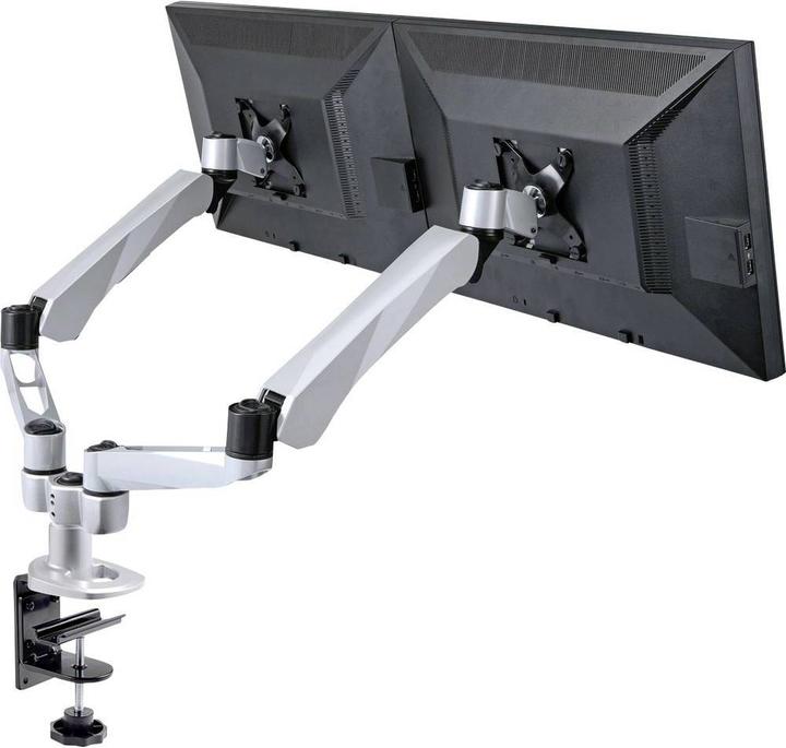 Produktbild SpeaKa Professional SuperFlex 2fach Monitorhalter, Tischmontage mit Gasdruck-Technik mit Grommet- und C-Klemme (Tisch, 27", 9 kg)