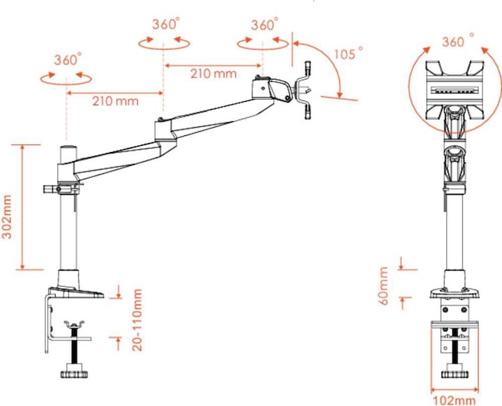 Produktbild SpeaKa Professional SuperSwivel Apple Monitorhalter, Tischmontage mit Grommet- und C-Klemme (Tisch, 30")