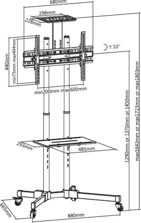 Produktbild SpeaKa Professional TV-Rollwagen 94 - 117.8 (37 - 70) Base-Line (Universal, 70", 50 kg)