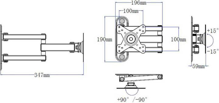 Immagine prodotto SpeaKa Professional Supporto per monitor con 3 bracci 25,4 cm (10") - 81 cm (32") (Muro, 32", 15 kg)