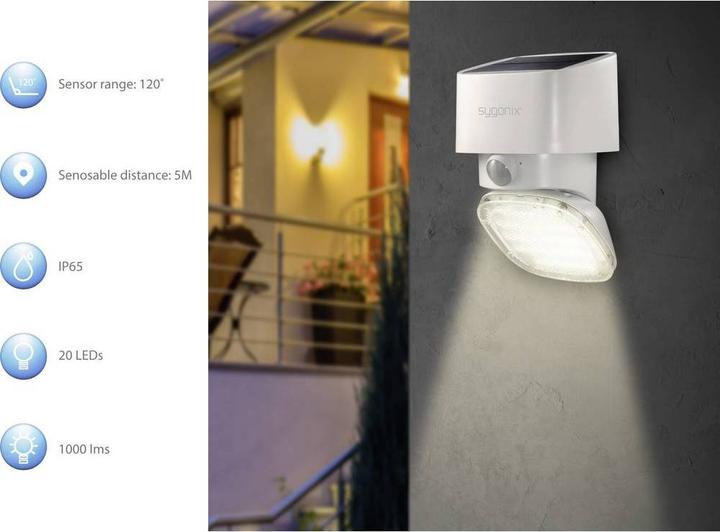 Actual product image Sygonix Solar Wall Light with PIR Motion Sensor (2000 lm, IP65)