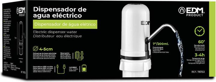 Actual product image EDM Automatic rechargeable water dispenser 76753 ø 9 x 19 cm Electronic water dispenser