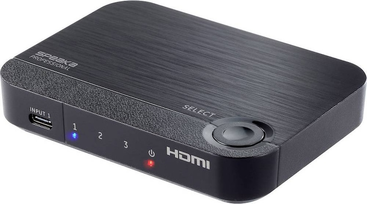 Produktbild SpeaKa Professional 2+1 Port HDMI Switch mit zusätzlichem USB-C™-Eingang 3840 x 2160 Pixel