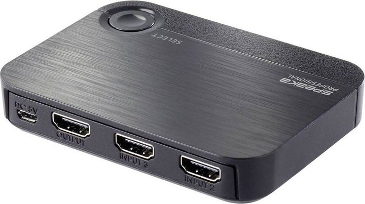 Produktbild SpeaKa Professional 2+1 Port HDMI Switch mit zusätzlichem USB-C™-Eingang 3840 x 2160 Pixel