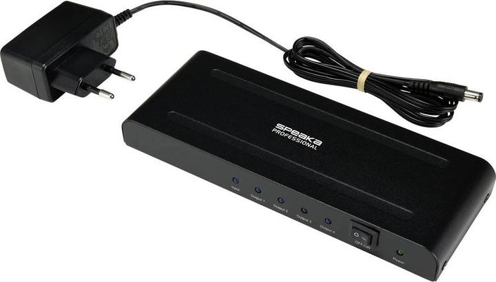 Produktbild SpeaKa Professional HSP460-14v2 4 Port HDMI-Splitter Ultra HD-fähig 3840 x 2160 Pixel