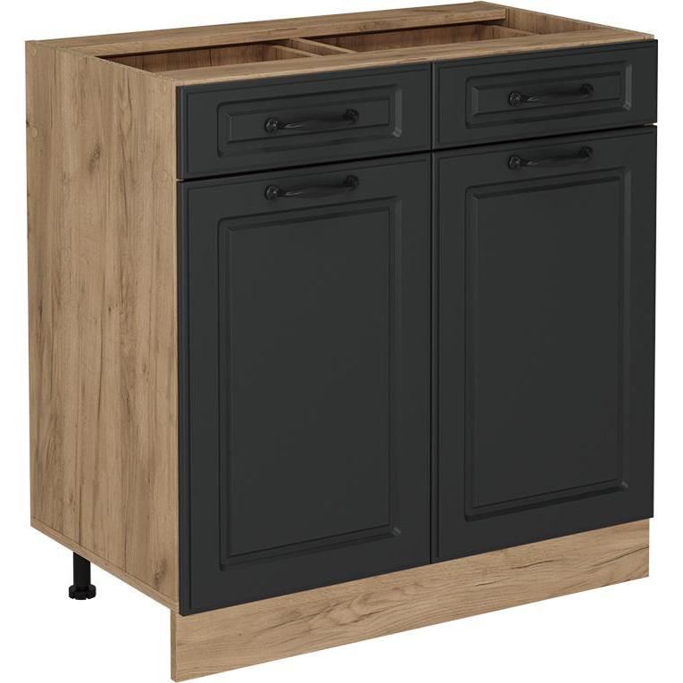Vicco, Regal, Küchenunterschrank R-Line, Anthrazit Landhaus/Goldkraft Eiche, 80 cm ohne Arbeitsplatte