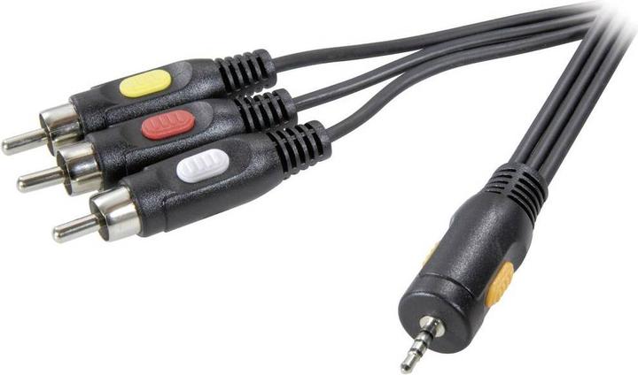 Actual product image SpeaKa Professional Speaka adapter cable 2.5 mm jack plug 4pin 3x cinch plug (2.50 m, 2.5mm jack cable, Cinch Cables)