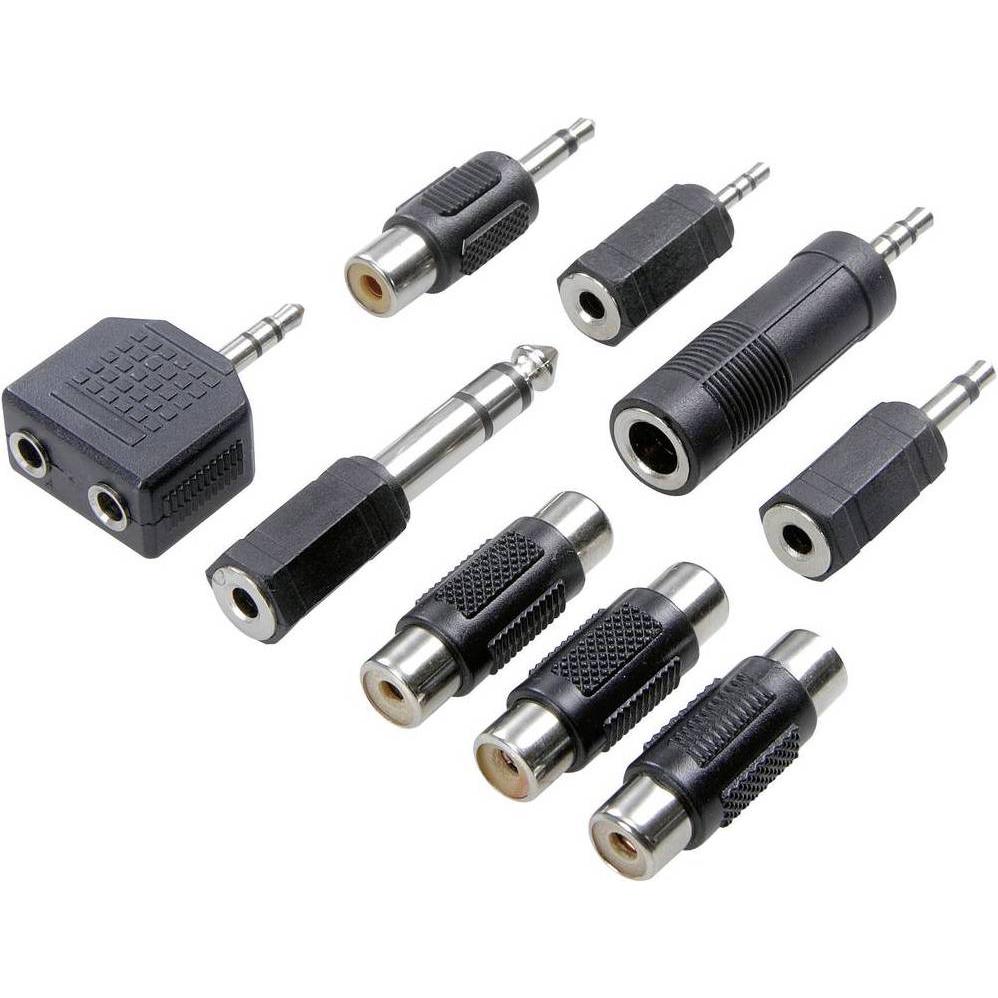 SpeaKa Professional Klinke/Cinch Adapter-Set Zwischenstecker Zwischenstecker (Klinkenadapter), Audio Adapter, Schwarz