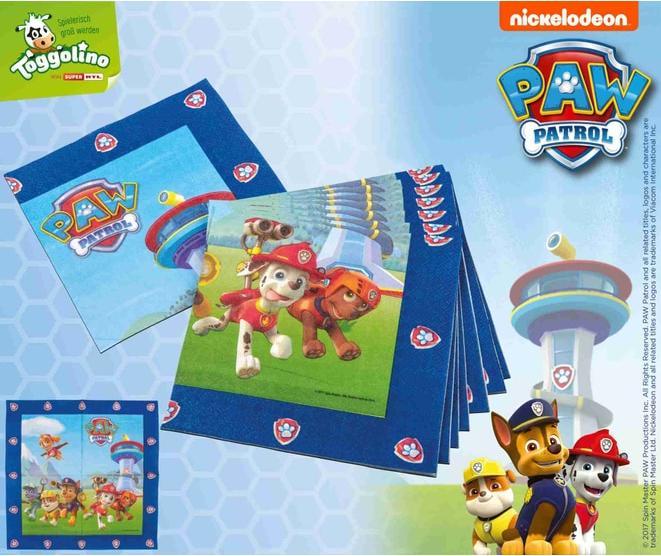 Produktbild Tib 20 Servietten Paw Patrol 33x33cm 3-lagig (20 x, 33 x 33 cm)