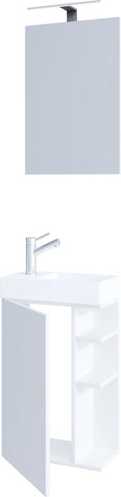 Produktbild VCM 3-tlg Badmöbel Set Gäste WC Gästebad Waschplatz Waschtisch klein schmal Lumia Spiegel