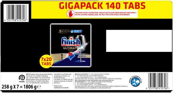Image du produit Finish Tablettes pour lave-vaisselle Ultimate All in 1 Gigapack (Tabs, 140 Cycles de lavage)