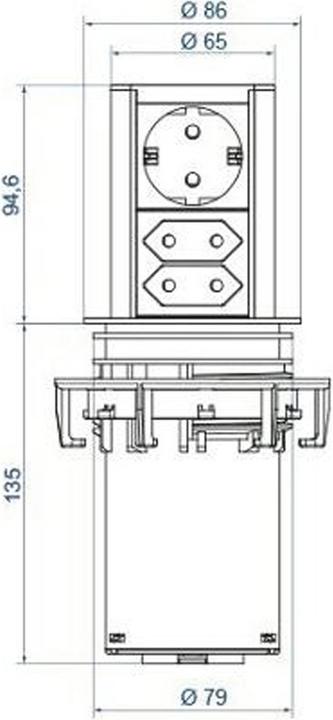 Produktbild Bachmann elevator 1x schutzkontakt 1x cat6 1x usb 3.0 edelstahl (1 x, CEE 7/7, 0.50 m)