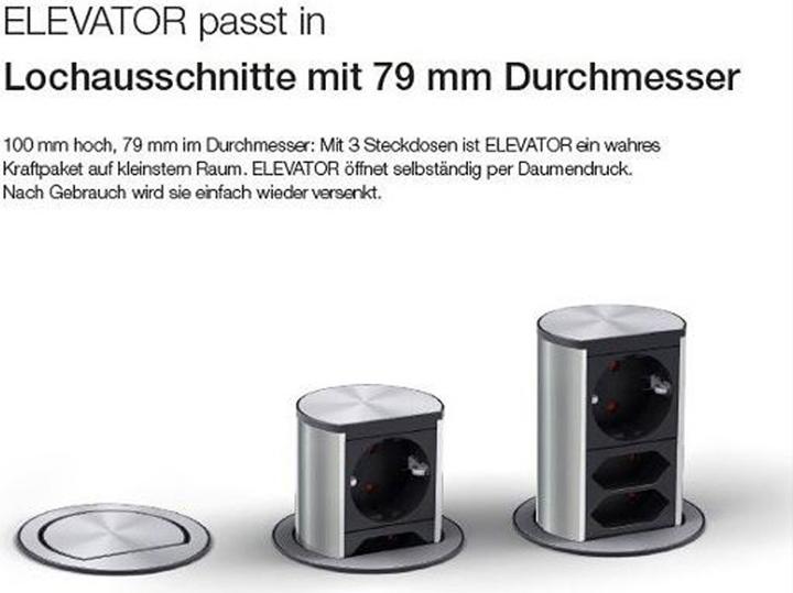 Produktbild Bachmann elevator 1x schutzkontakt 1x cat6 1x usb 3.0 edelstahl (1 x, CEE 7/7, 0.50 m)