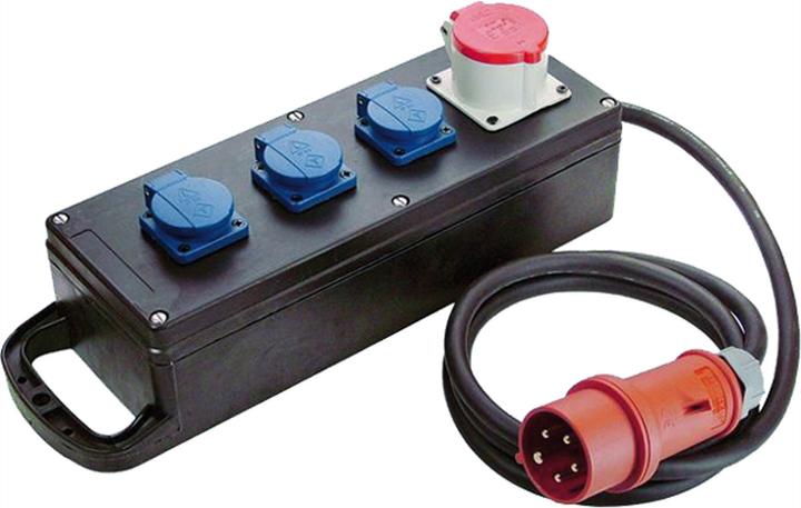 Immagine prodotto Bachmann Distributore in gomma piena 32A 5P IP44 1x16A5p400V 3contatti protetti (3 x, CEE 7/3, 2 m)