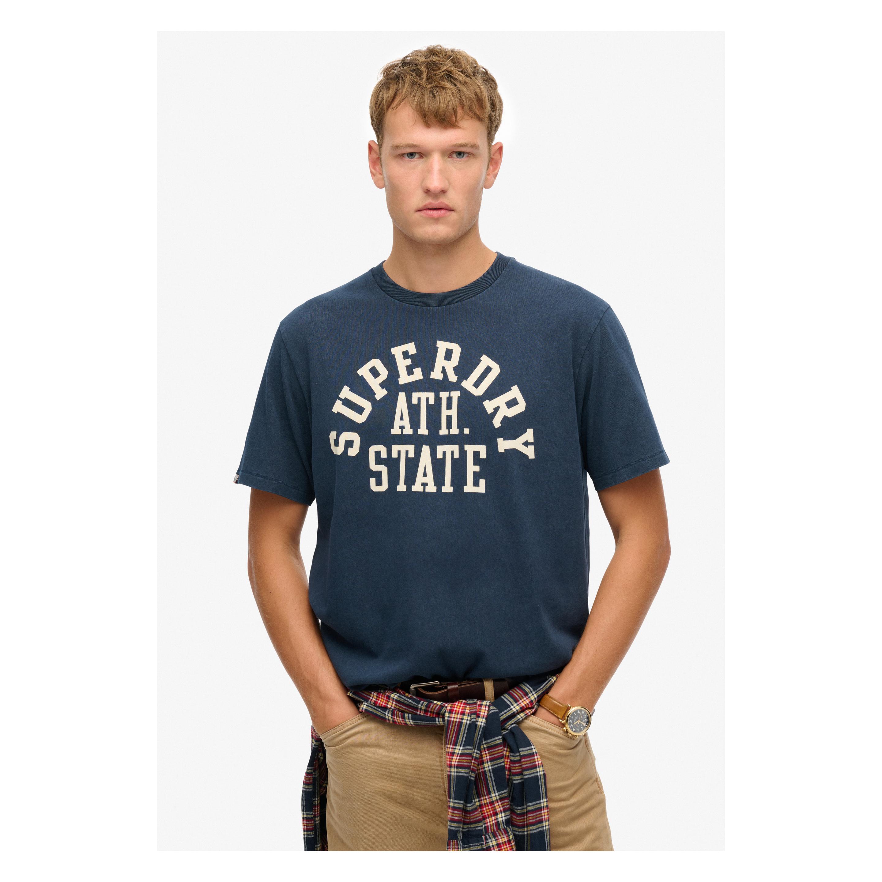 Superdry, Herren, Shirts, Athletic Essential T-Shirt Mit Grafik, Blau, (3XL)