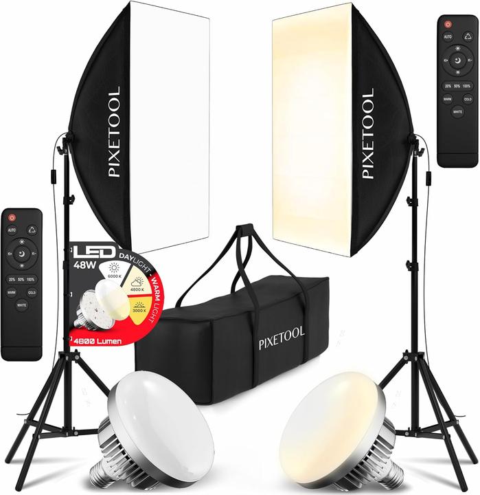 Pixetool Softbox-Set mit LED-Lampen (Soft boxes)