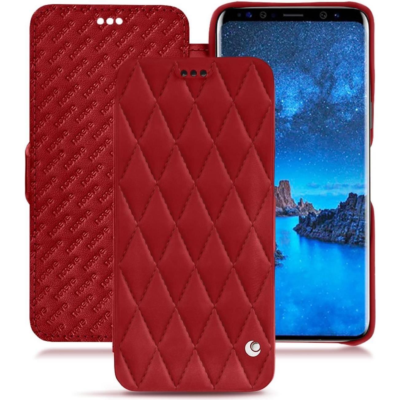 Noreve Lederschutzhülle horizontal (Samsung Galaxy S9), Smartphone Hülle, Rot