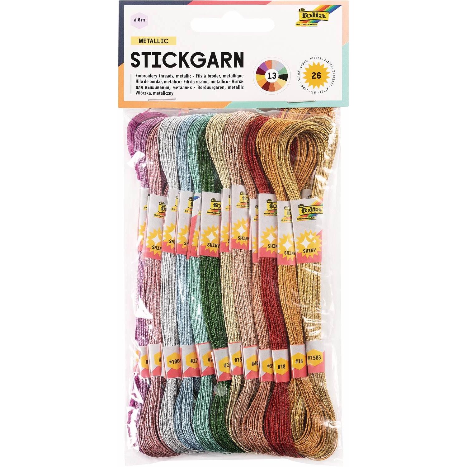 Folia Stickgarn Set, Garn + Wolle, Mehrfarbig